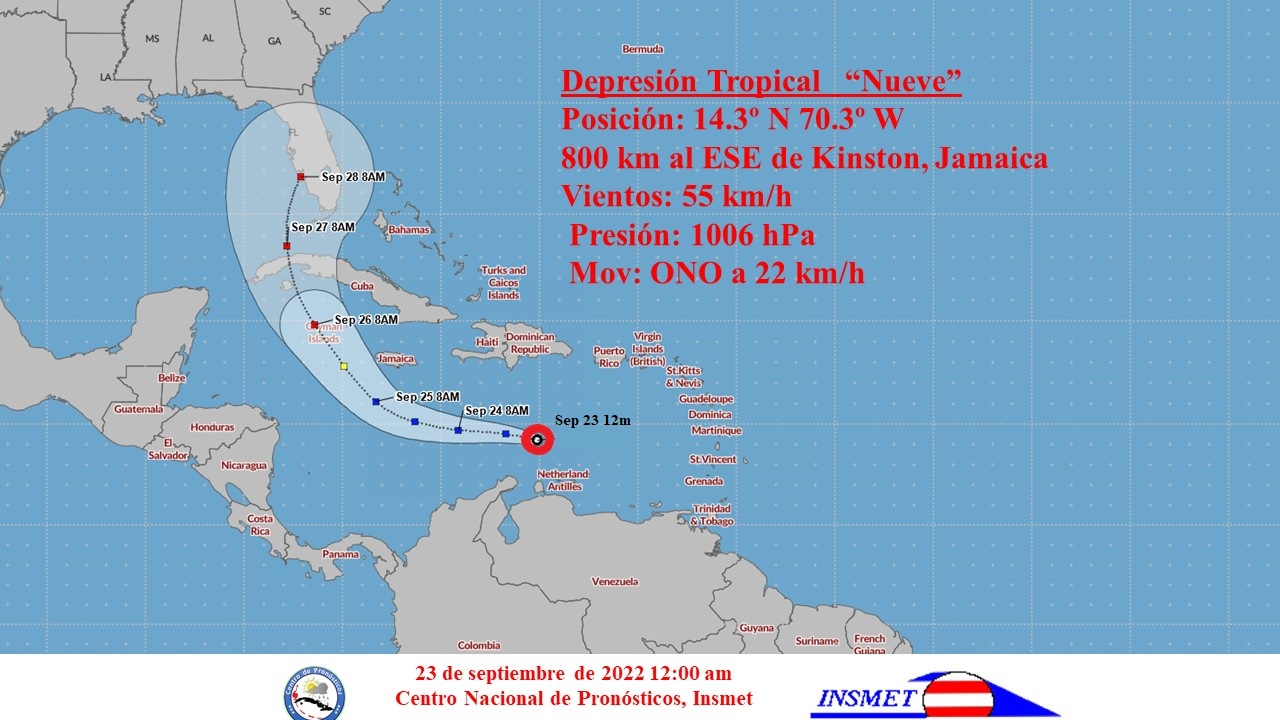 Alerta temprana en Cuba por avance de depresión tropical nueve