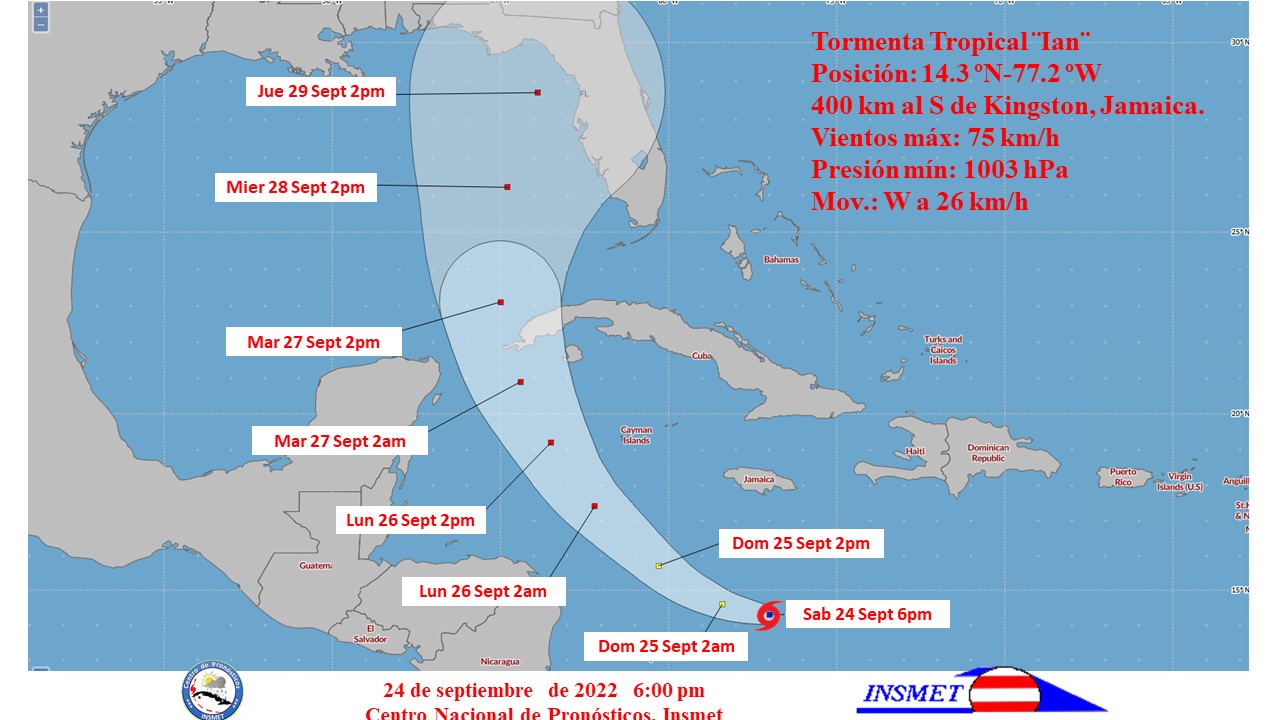 Tormenta tropical Ian avanza por el Caribe