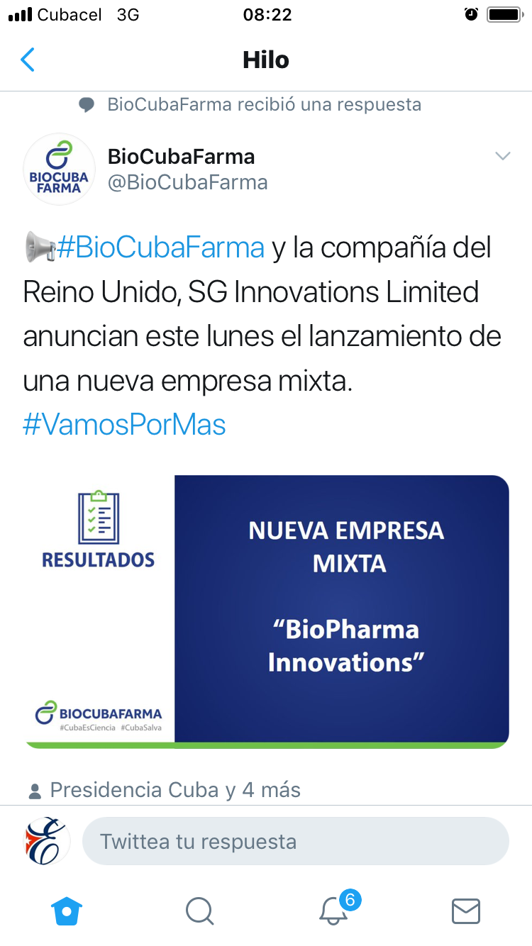 Twitter de BioCubaFarma
