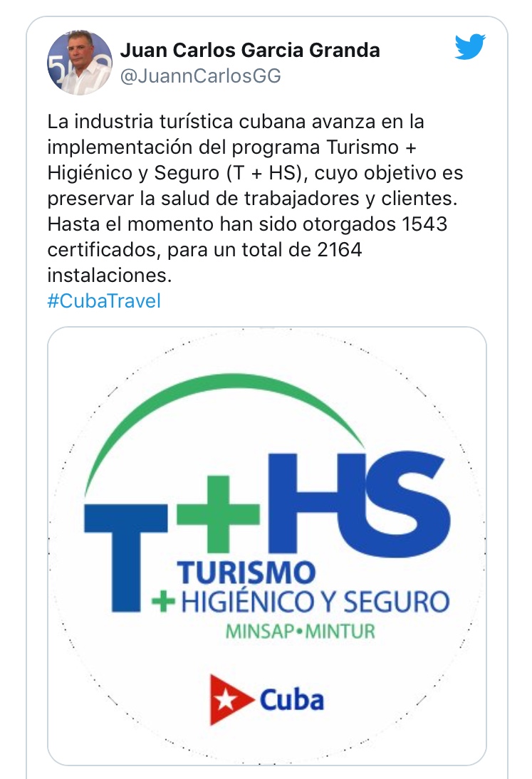 Twitt del Ministro de Turismo de Cuba