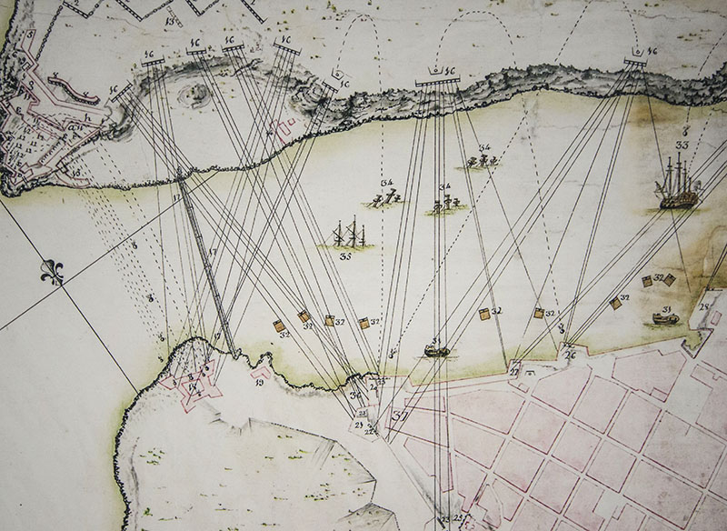 Esquema del fuego de artilleria durante el asalto a La Habana en 1762