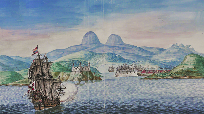 Grabado holandés del siglo XVII representando la Bahía de Matanzas