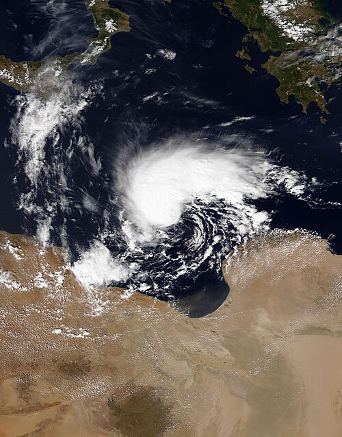 El medicane o tormenta “Daniel” en su etapa formativa el 9 de septiembre de 2023 a las 12:00 UTC