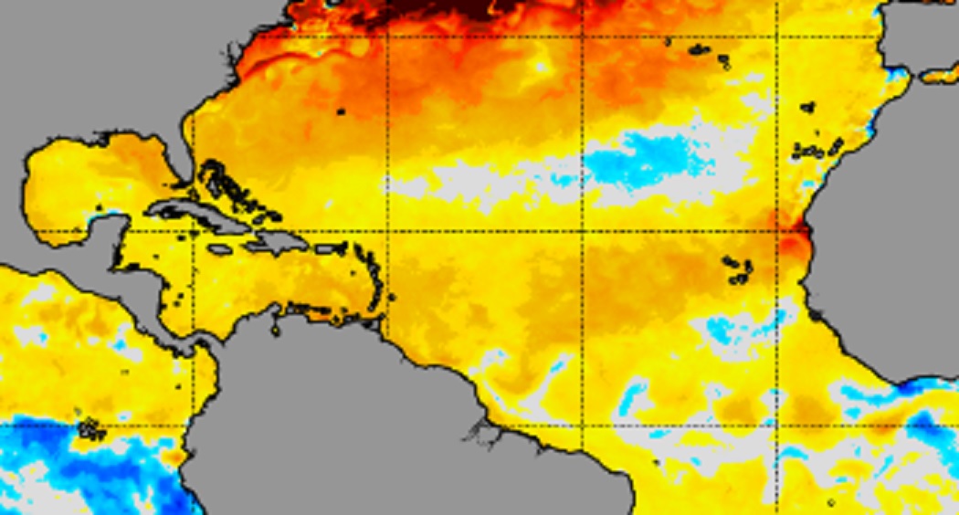 Anomalía de la Temperatura Superficial del Mar el 5 de septiembre de 2022. Obsérvese que las mayores anomalías se encuentran en el Atlántico Norte. No es de extrañar la formación del huracán “DANIELLE” en esas latitudes fuera del trópico.