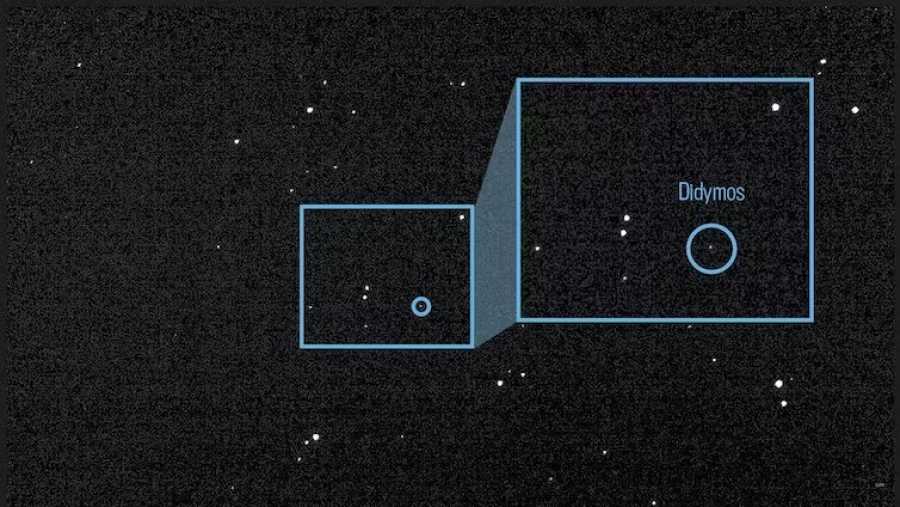 Objetivo localizado. Esta imagen de la luz del asteroide Didymos y su luna en órbita Dimorphos es un compuesto de 243 imágenes tomadas por la Cámara de reconocimiento y asteroides Didymos para navegación óptica (DRACO) el 27 de julio de 2022. EQUIPO DE NAVEGACIÓN NASA JPL DART