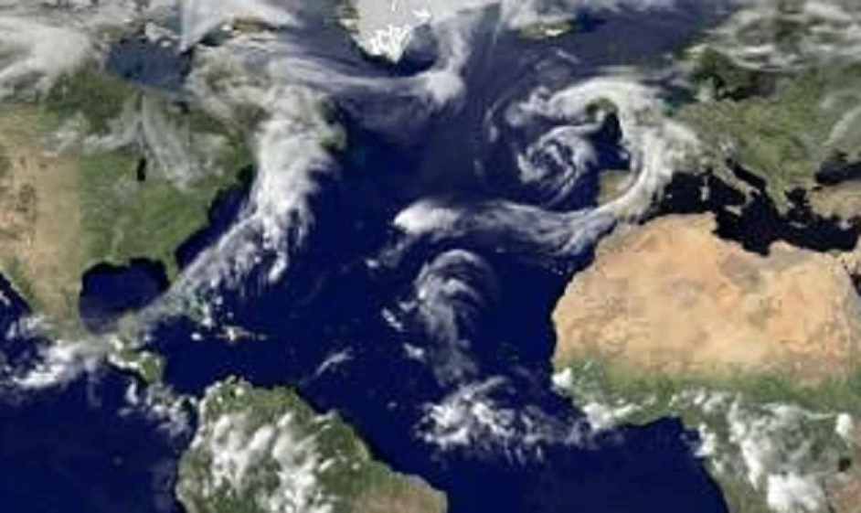 Se observa la Baja extratropical o Borrasca, con el primer frente frío de la Temporada Invernal 2022-23 sobre La Florida y el occidente de Cuba, y la Borrasca “ARMAND” con un frente frío sobre la Península Ibérica.