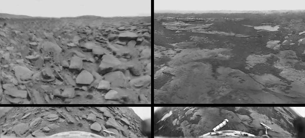 Los panoramas originales fotografiados desde las naves soviéticas Venus 9 y 10 en la superficie del planeta Venus