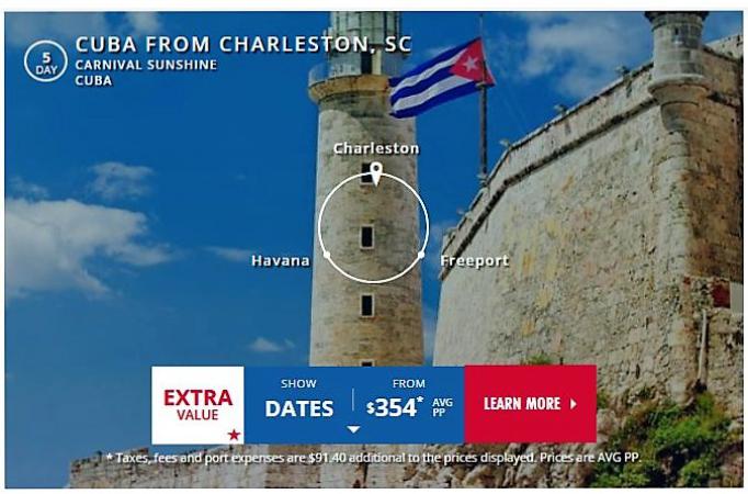Carnival Sunshine navegará a Cuba desde Charleston