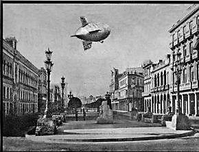 Dirigible sobrevolando el Central Pina, en la actual provincia de Ciego de Avila, durante la segunda guerra mundial (Foto: Leonila Gómez) Un dirigible también visitó La Habana