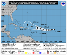 Tormenta tropical Erin avanza con fuerza y amenaza con escalar