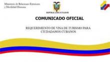 Ecuador dará visa de turista a cubanos con boletos comprados